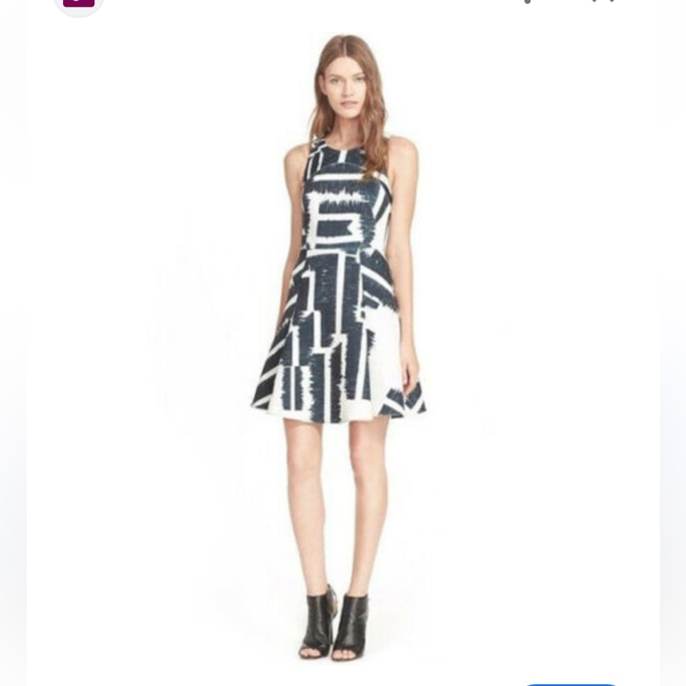 Hunter Bell Hannah Scuba Dress - Black & White Abstract - Size 8 - Picture 2 of 11